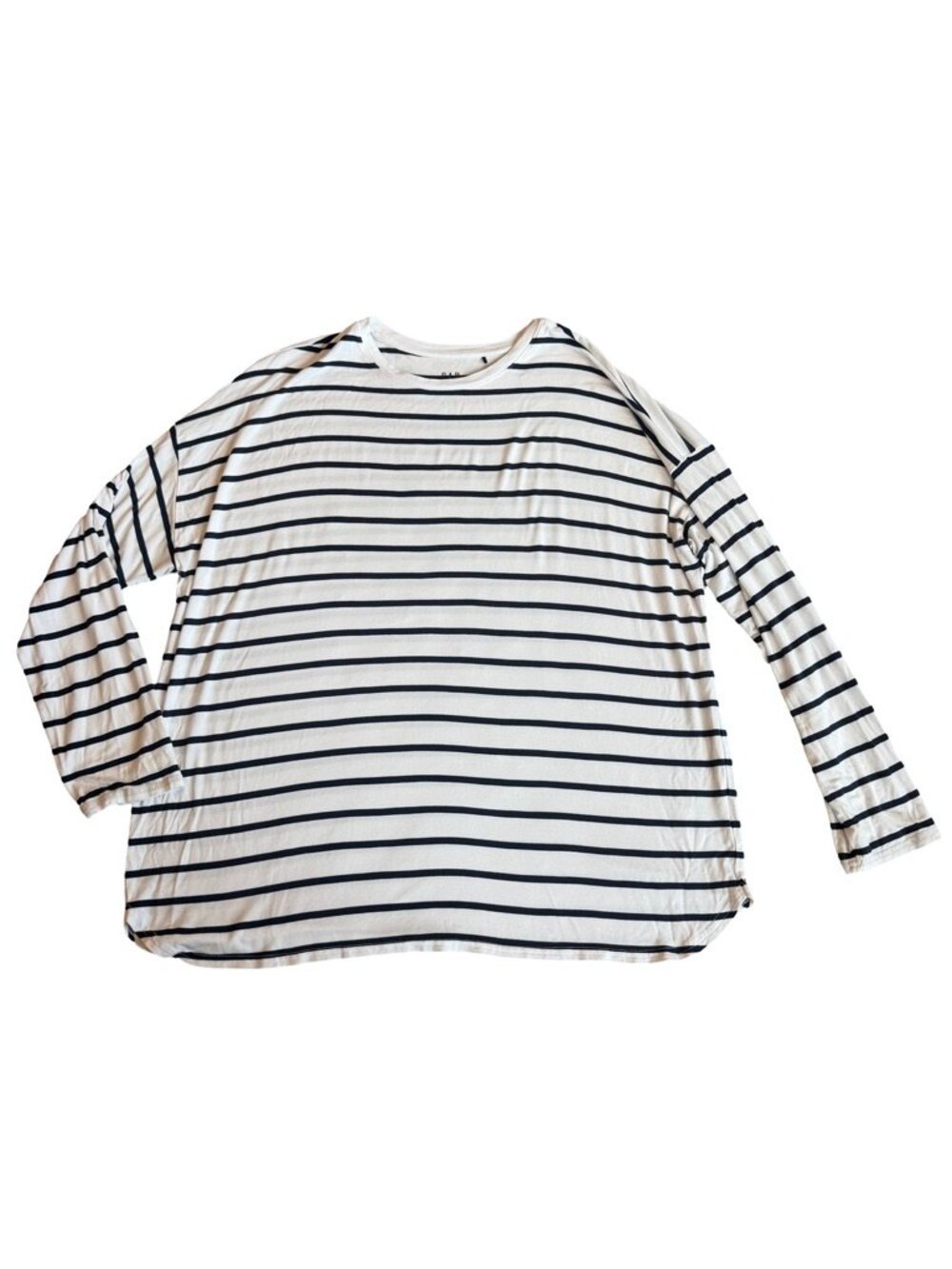 Gap White Navy Striped Long Sleeve Shirt Tee Nautical Oversized X-Large Women's